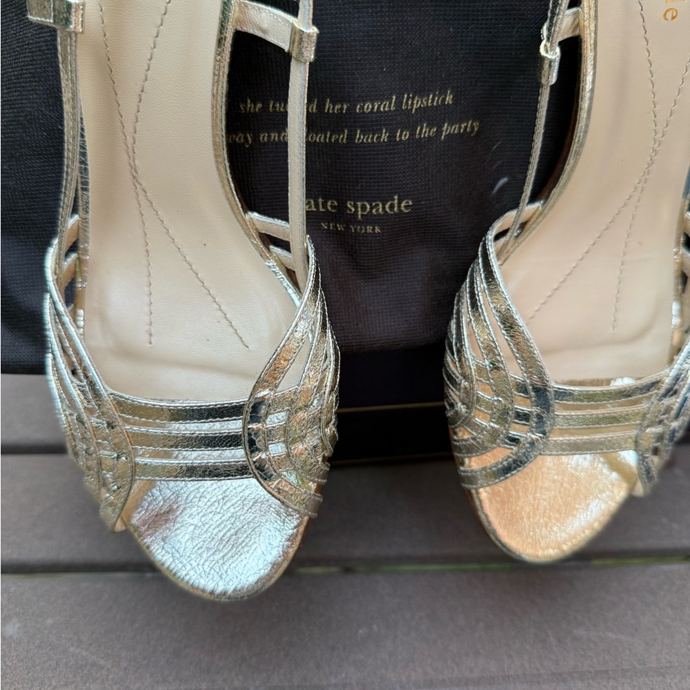 Kate Spade Gold Sling Back heels